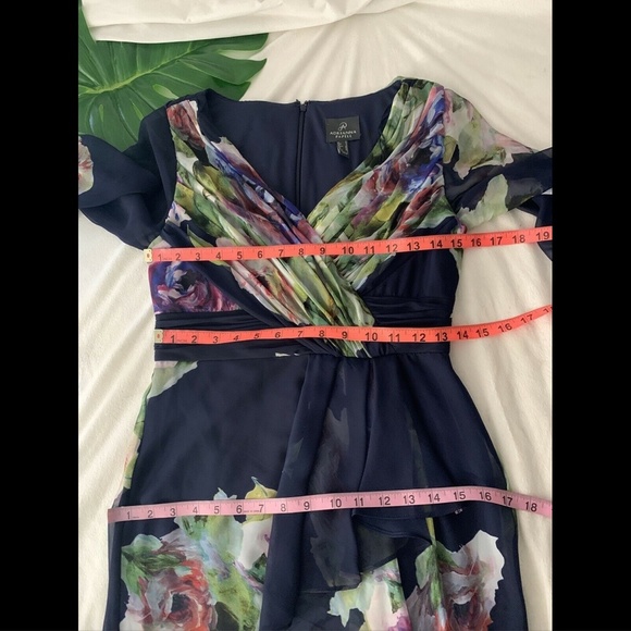 NEW $249‎ Adrianna Papell Long Sleeve Floral Print Chiffon Gown [ SZ 4 ] - Picture 12 of 12